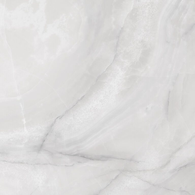 Matte Bodenfliese aus Feinsteinzeug in Marmoroptik Onix White, 60x60 cm, 9,5 mm, Weiß