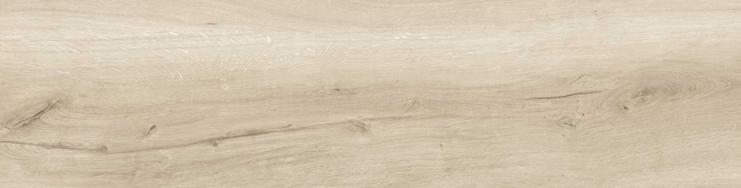 Matte Bodenfliese aus Feinsteinzeug in Holzoptik Tau Eternal Haya, 25x100 cm, Buche