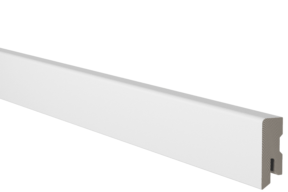 Sockelleiste Kiefer weiss lackiert, glatt, 14x42x2700 mm