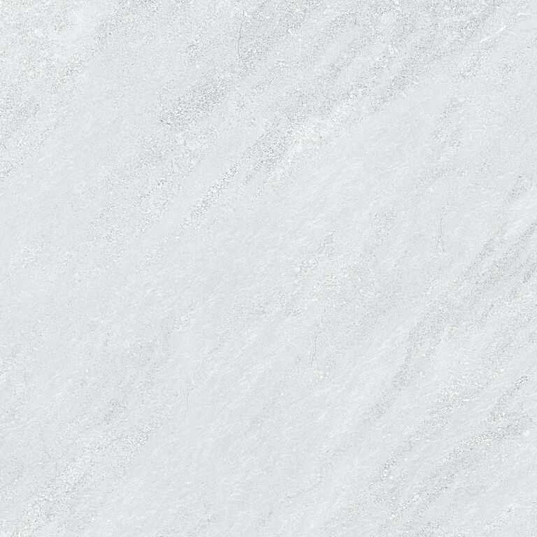 Matte Bodenfliese aus Feinsteinzeug in Steinoptik Kliff White, 60x60 cm, 9 mm, Weiß, R9