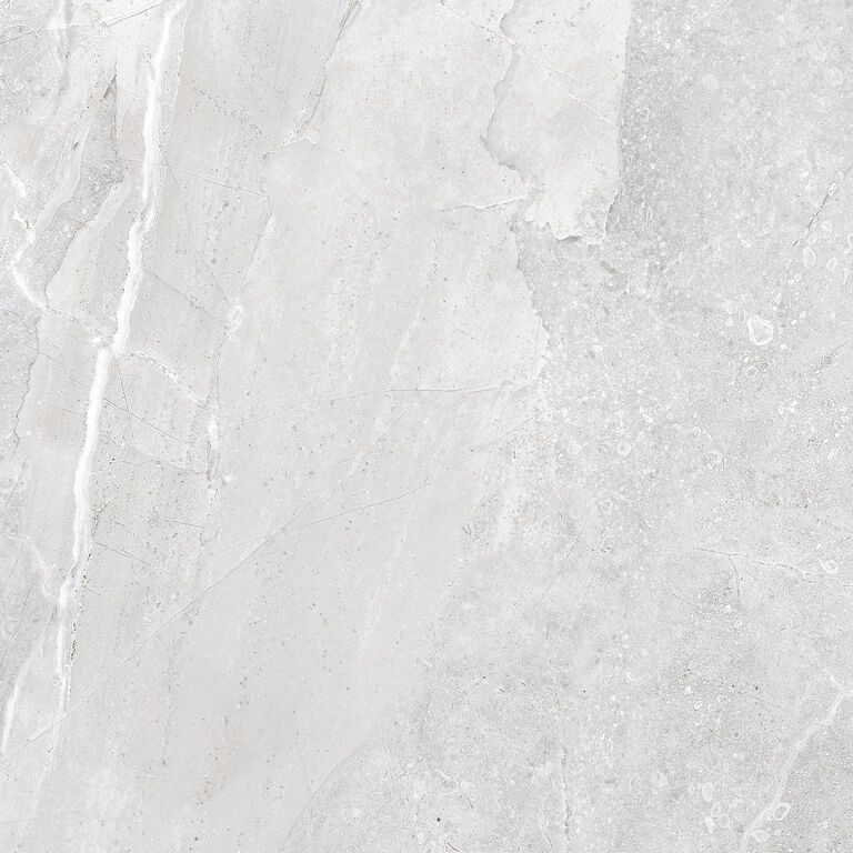 Matte Bodenfliese aus Feinsteinzeug in Marmoroptik Arianne Pearl, 60x60 cm, 9 mm, Perlgrau