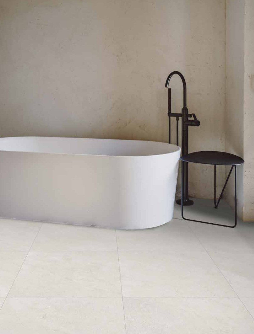 Terrassenplatte aus Feinsteinzeug in Steinoptik Sandy Stone Ivory, 60x60 cm, 20 mm, Elfenbein, R11 – 2