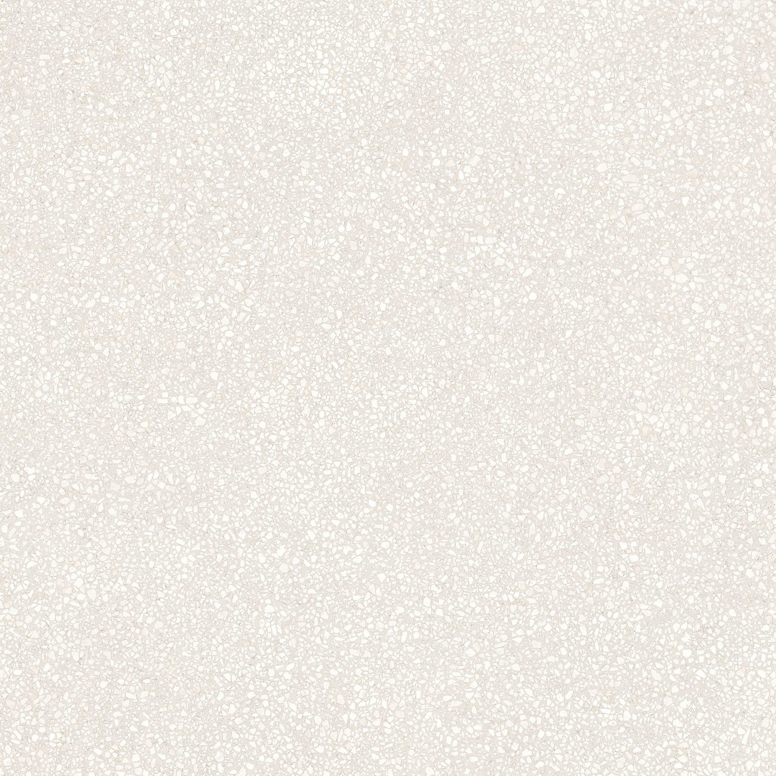 Matte Bodenfliese aus Feinsteinzeug in Terrazzo-Optik Tau Portobello White, 100x100 cm, Weiß, R10, rektifiziert