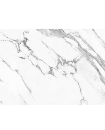 Seidenglänzende Bodenfliese aus Feinsteinzeug in Marmoroptik Atlantis White, 60x120 cm, 8 mm, Weiß