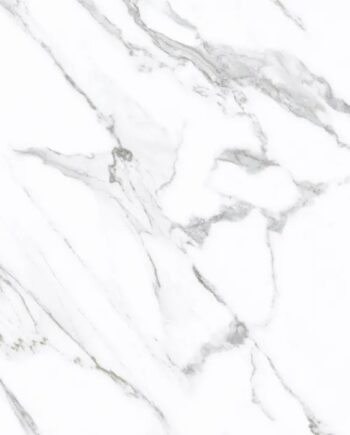 Seidenglänzende Bodenfliese aus Feinsteinzeug in Marmoroptik Atlantis White, 60x60 cm, 8 mm, Weiß