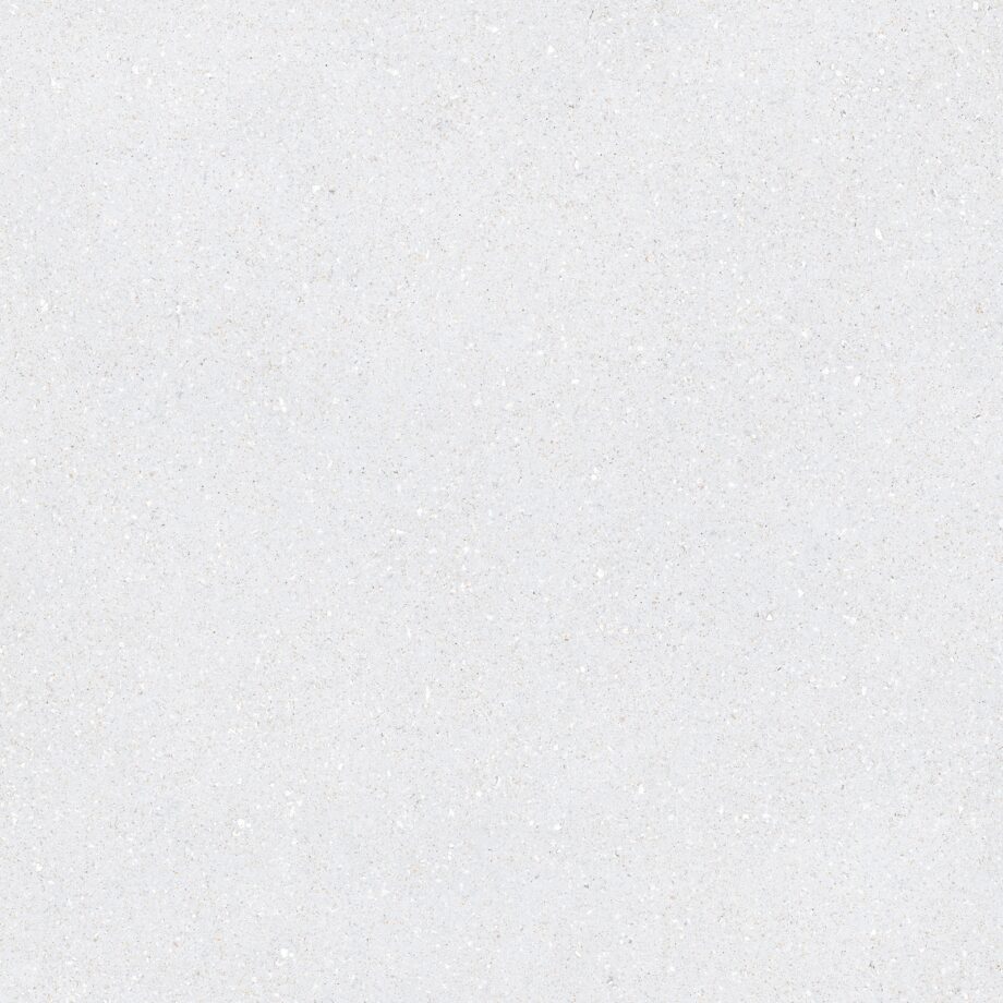 017.090.0108.14236-1 Matte Bodenfliese aus Feinsteinzeug in Terrazzo-Optik Tau Sassy White, 90x90 cm, Weiß, R10, rektifiziert