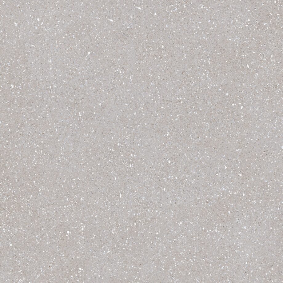 Matte Bodenfliese aus Feinsteinzeug in Terrazzo-Optik Tau Sassy Silver, 90x90 cm, Silbergrau, R10, rektifiziert