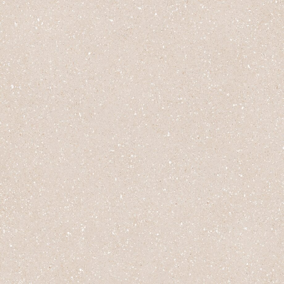 017.090.0163.14236-1 Matte Bodenfliese aus Feinsteinzeug in Terrazzo-Optik Tau Sassy Cream, 90x90 cm, Creme, R10, rektifiziert