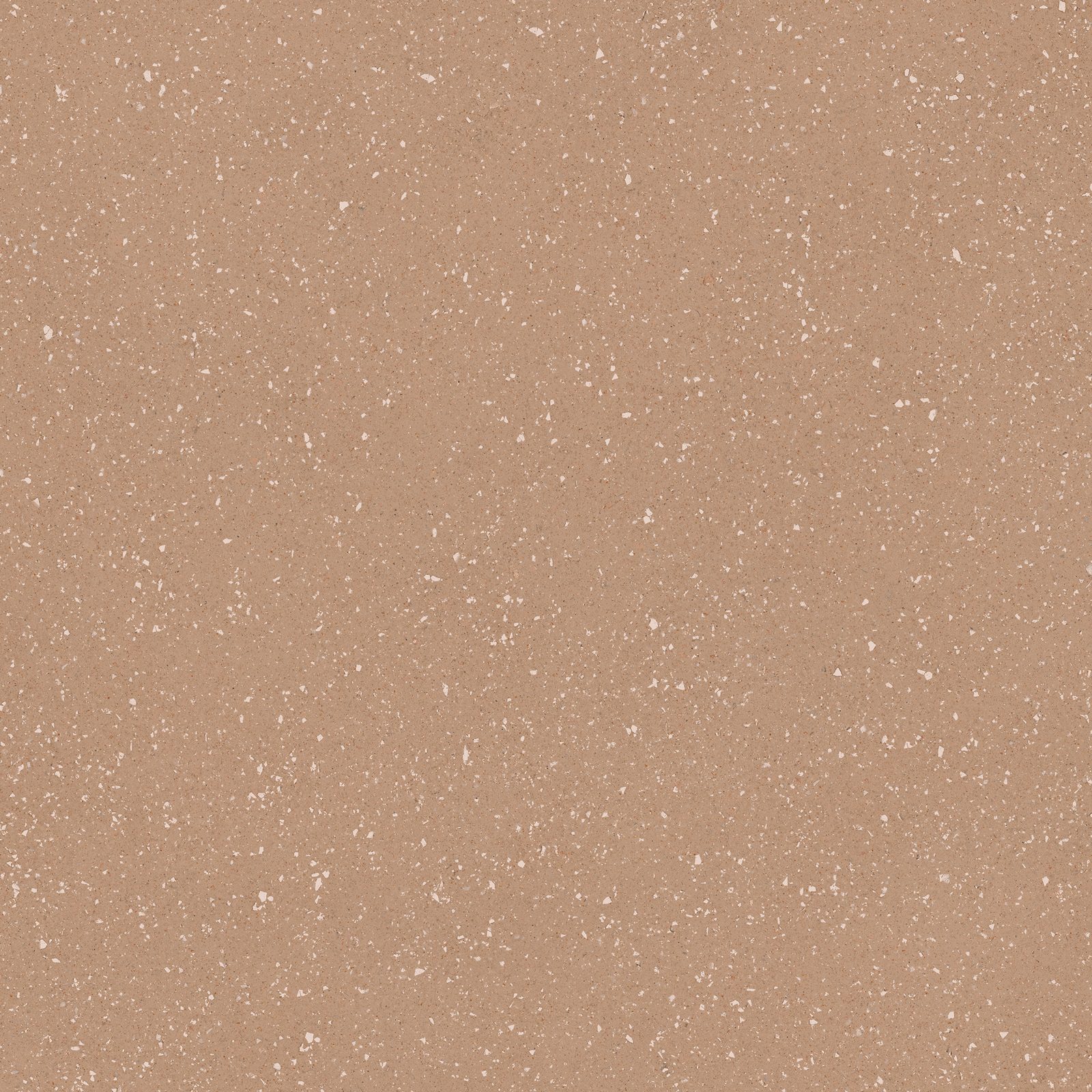 Matte Bodenfliese aus Feinsteinzeug in Terrazzo-Optik Tau Sassy Terracota, 90x90 cm, Terrakotta, R10, rektifiziert