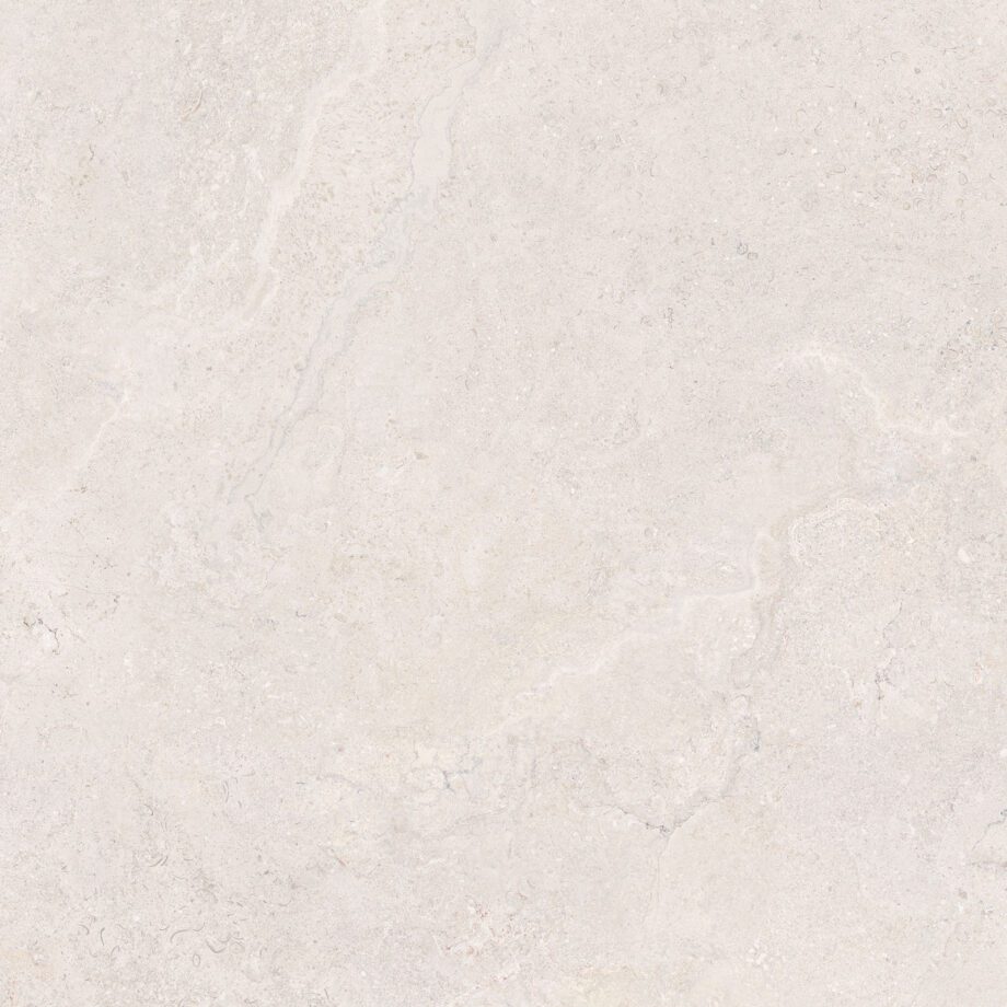 017.090.0108.15805-1 Rutschhemmende Bodenfliese aus Feinsteinzeug in Steinoptik Tau Dorset White ADZ, 90x90 cm, Weiß, R11, rektifiziert