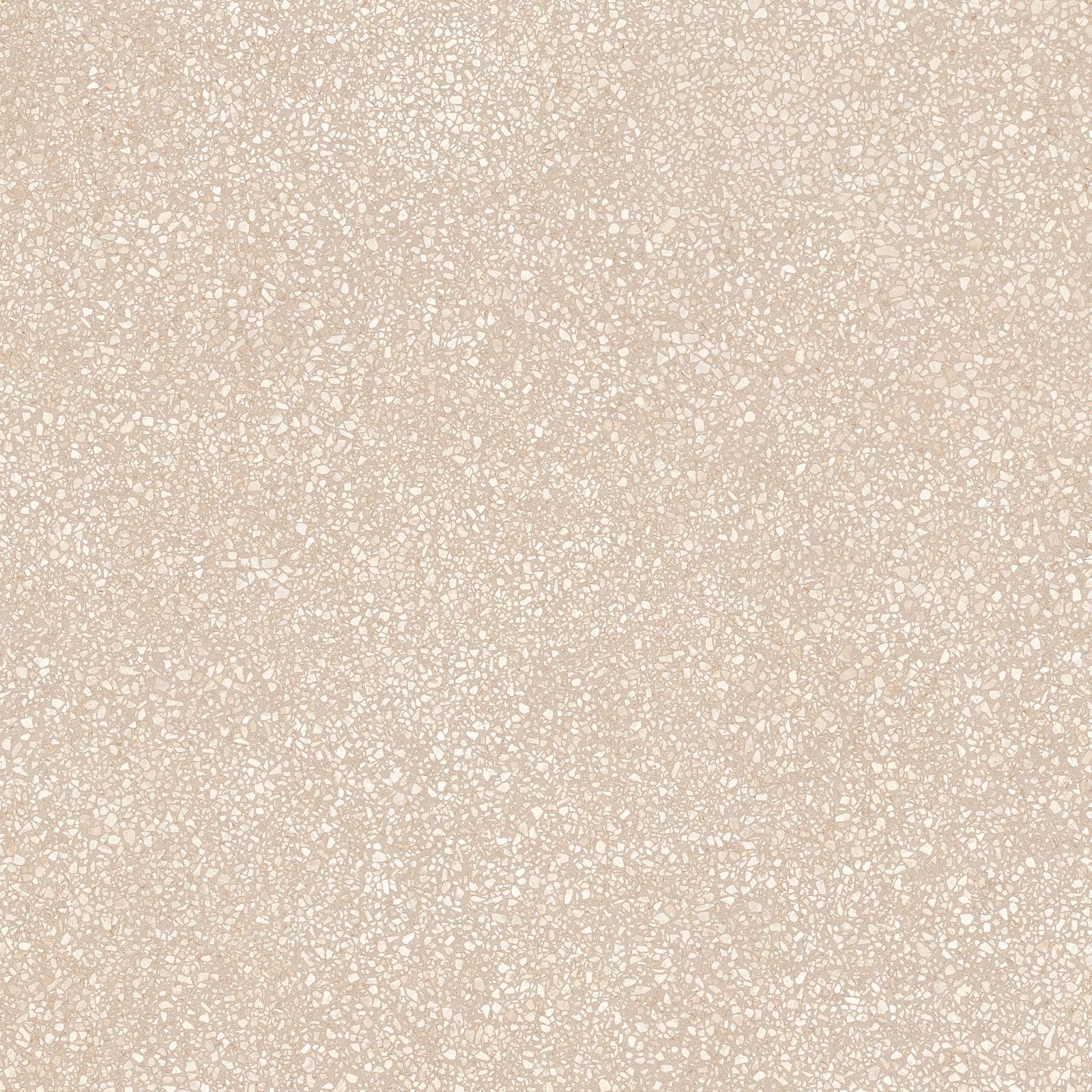 Matte Bodenfliese aus Feinsteinzeug in Terrazzo-Optik Tau Portobello Sand, 120x120 cm, 9 mm, Sandbeige, R10, rektifiziert