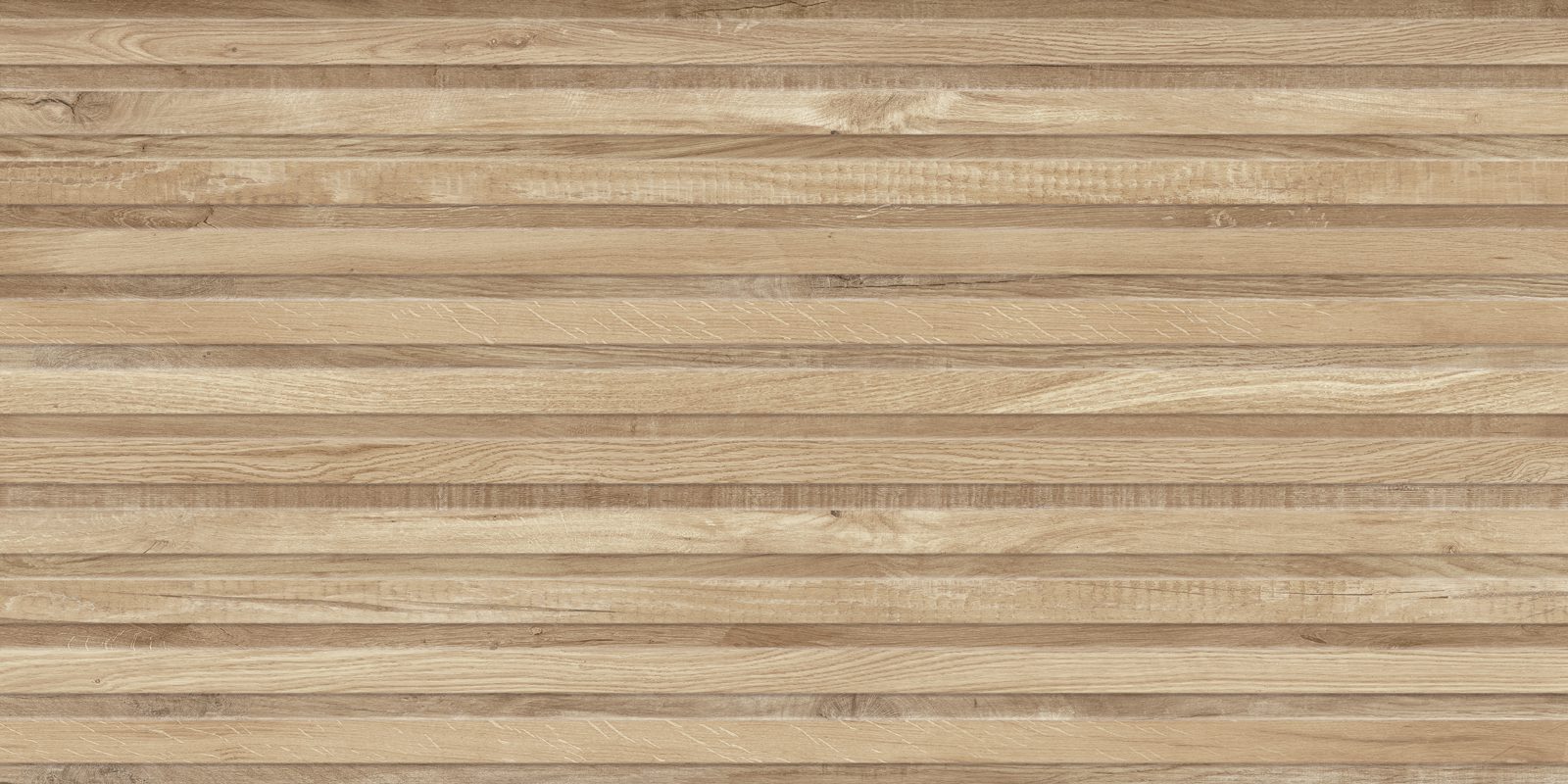 Wandfliese aus Feinsteinzeug in Holzoptik mit Relief Tau Eternal Roble, 60x120 cm, Eiche, rektifiziert