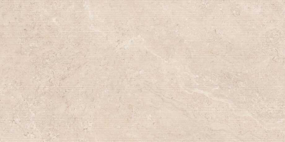 Wandfliese aus Feinsteinzeug in Steinoptik mit Relief Tau Dorset Linen Relief, 60x120 cm, Leinenbeige, rektifiziert