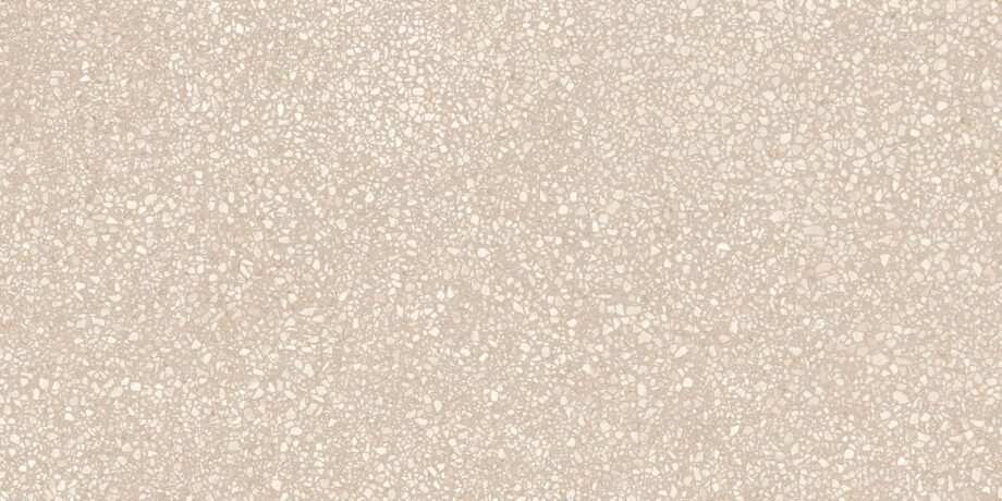 017.250.0119.15540-1 Matte Bodenfliese aus Feinsteinzeug in Terrazzo-Optik Tau Portobello Sand, 60x120 cm, Sandbeige, R10, rektifiziert