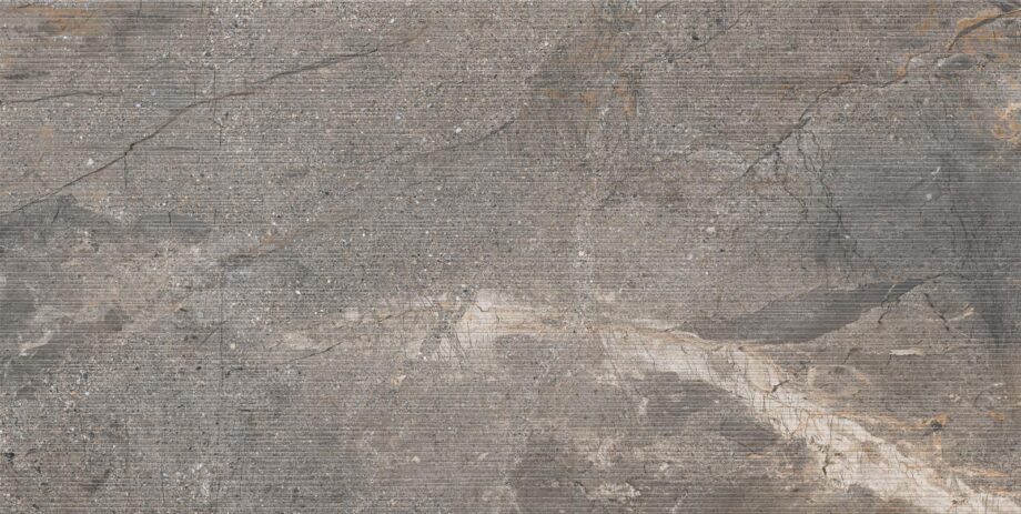 Wandfliese aus Feinsteinzeug in Steinoptik mit Relief Tau Mainstone Carve Gray, 75x150 cm, 10,5 mm, Grau, R10, rektifiziert