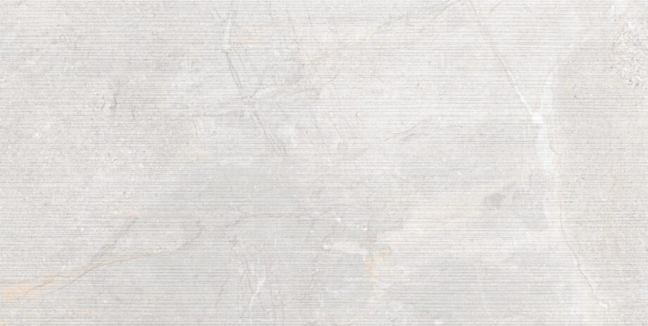 Wandfliese aus Feinsteinzeug in Steinoptik mit Relief Tau Mainstone Carve Silver, 75x150 cm, 10,5 mm, Silbergrau, R10, rektifiziert