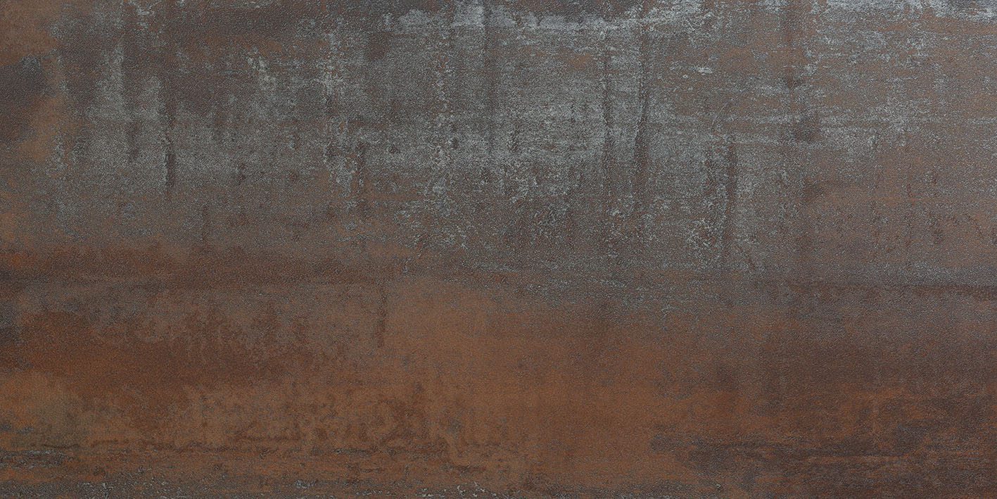 Bodenfliese aus Feinsteinzeug in Cortenstahl-Optik Tau Corten A, 30x60 cm, 10,5 mm, Rostbraun, rektifiziert