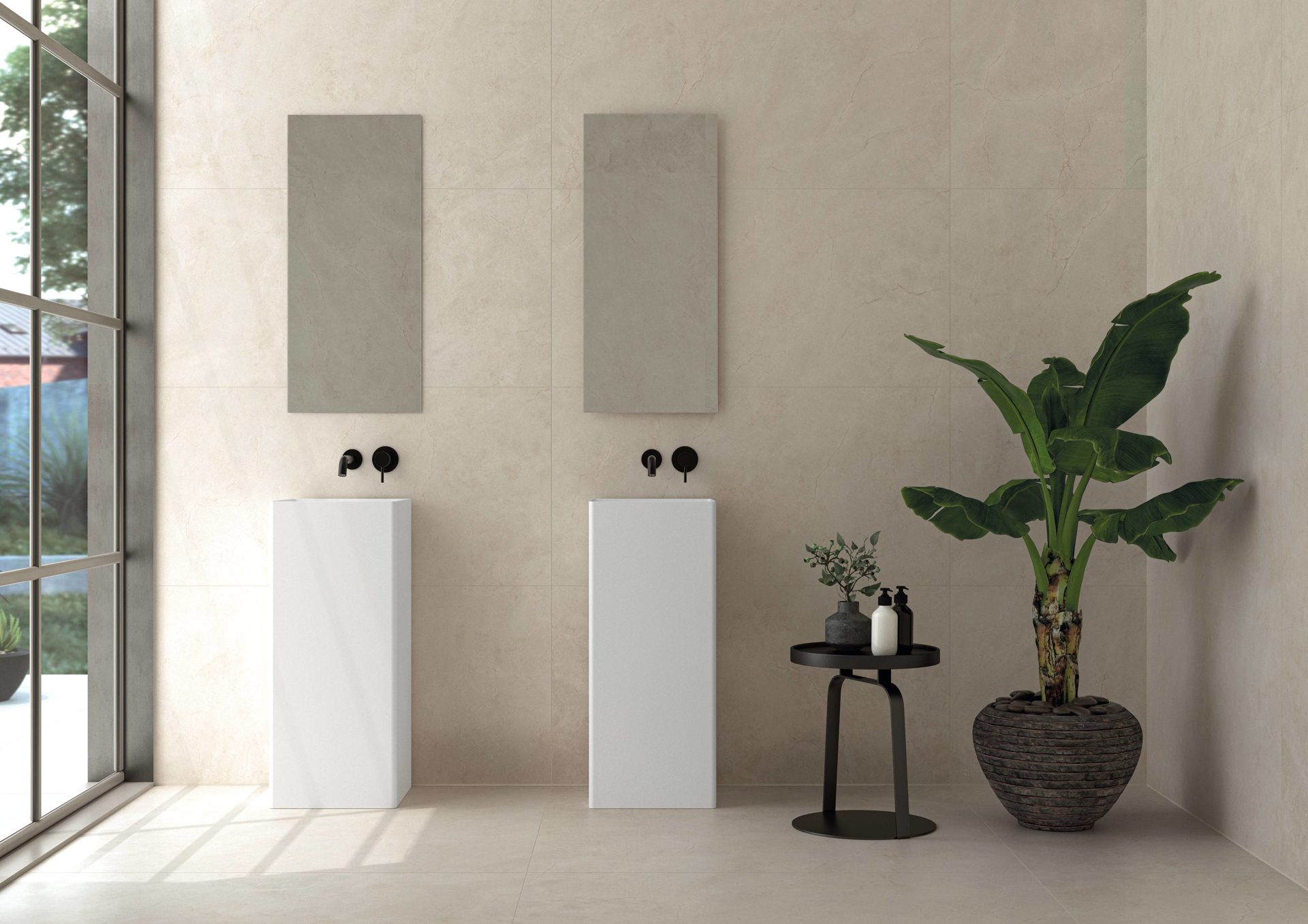 Matte Bodenfliese aus Feinsteinzeug in Steinoptik Orion Marfil, 60x120 cm, 9 mm, Elfenbein – 3
