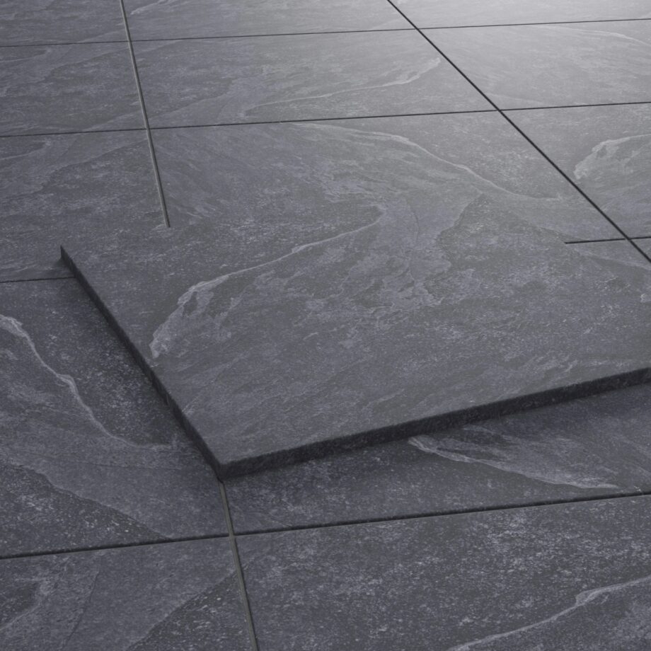 157137-3 Terrassenplatte aus Feinsteinzeug in Betonoptik Bold Antracite, 60x60 cm, 20 mm, Anthrazit, R11 – 3