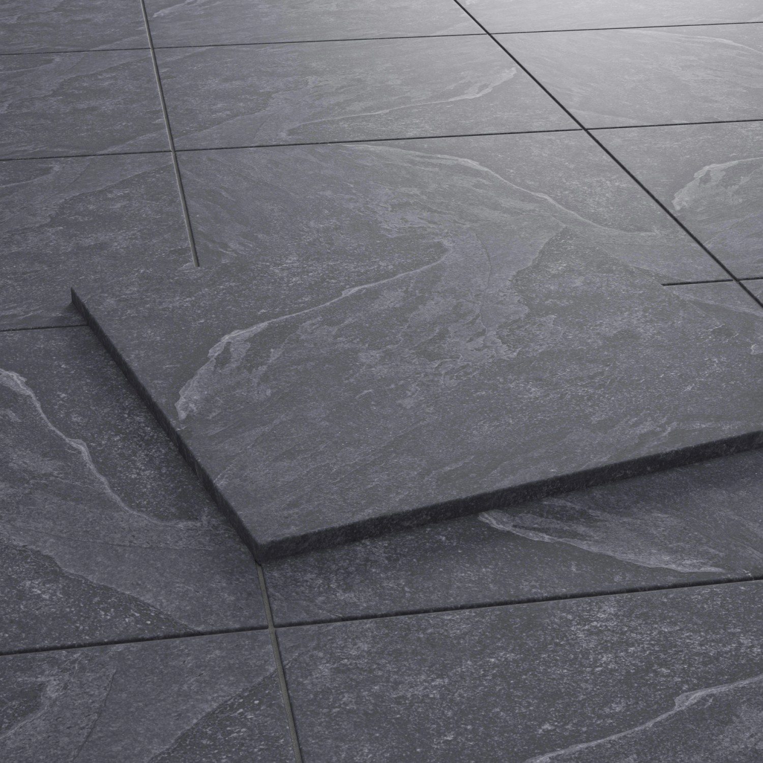 Terrassenplatte aus Feinsteinzeug in Betonoptik Bold Antracite, 60x60 cm, 20 mm, Anthrazit, R11 – 3