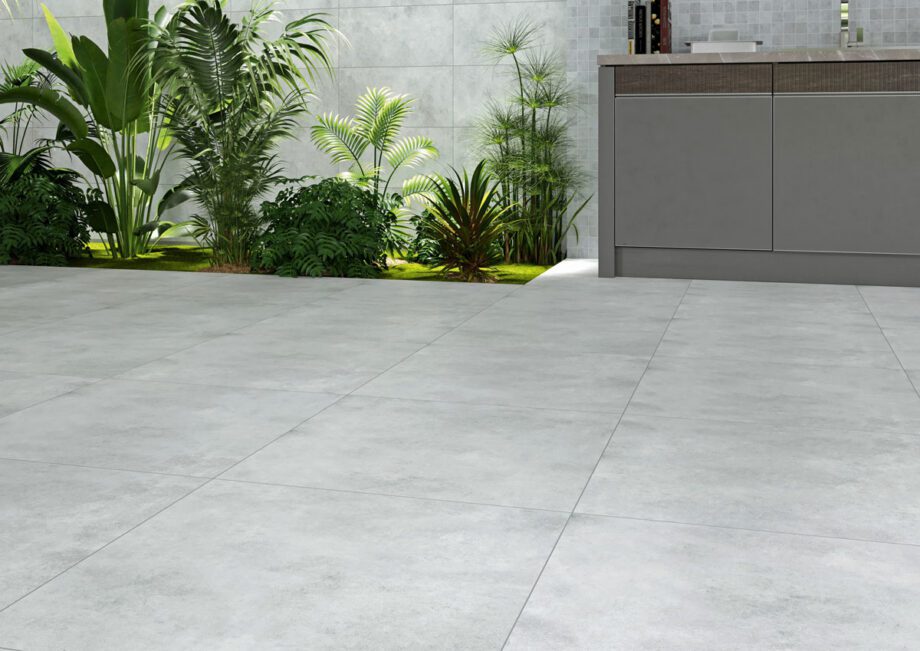 181645-3 Matte Bodenfliese aus Feinsteinzeug in Betonoptik Floyd White, 60x60 cm, 8 mm, Weiß, R9 – 3