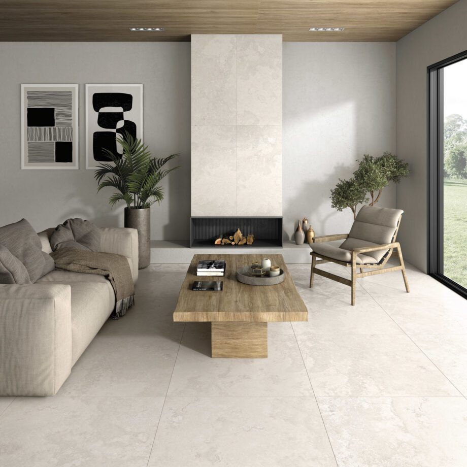 Matte Bodenfliese aus Feinsteinzeug in Steinoptik Aurea Beige, 60x120 cm, 10 mm, Beige, R10 – 2
