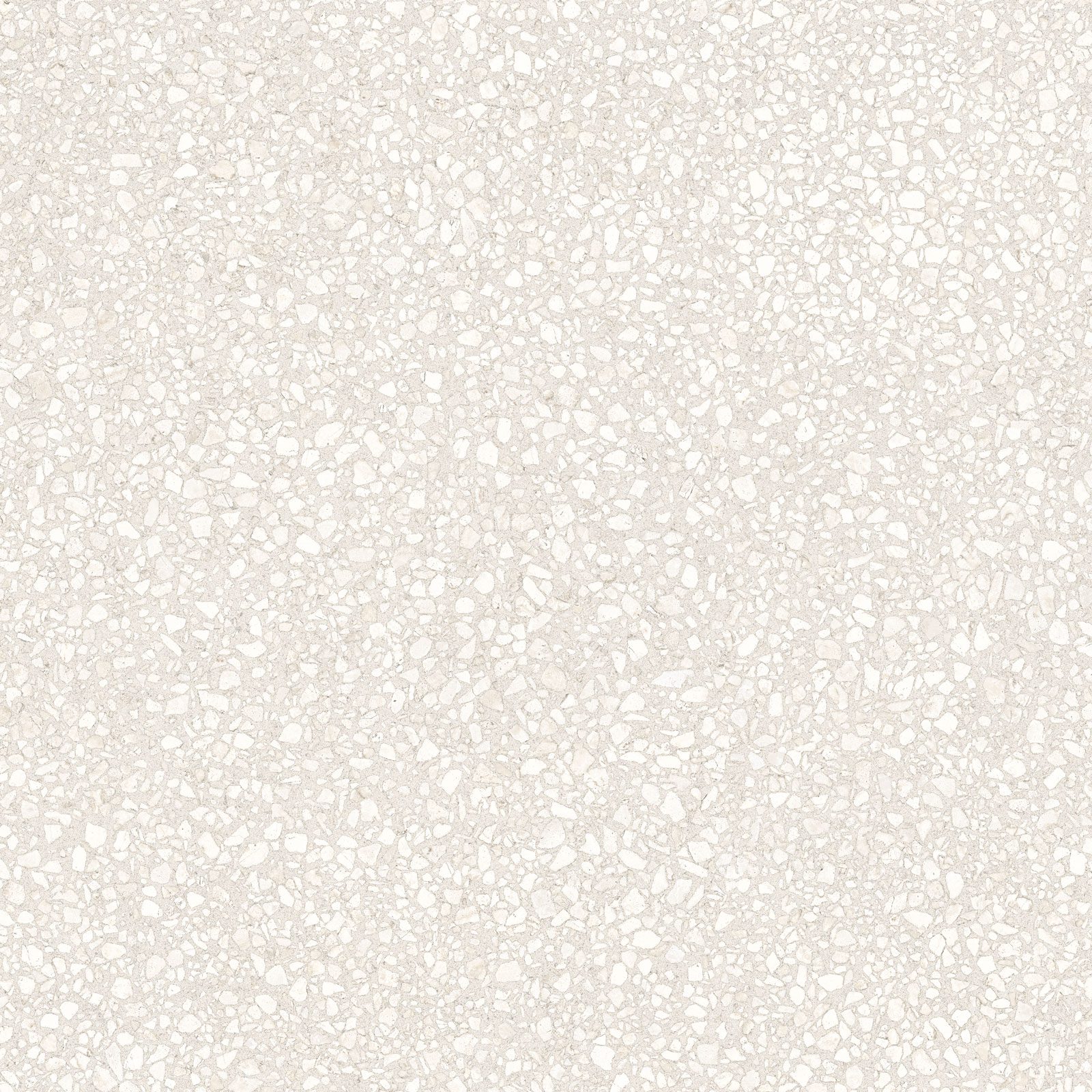 Matte Bodenfliese aus Feinsteinzeug in Terrazzo-Optik Tau Portobello White, 60x60 cm, 9 mm, Weiß, R10, rektifiziert