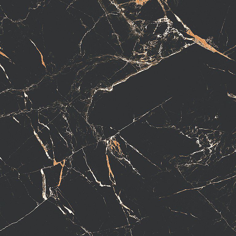 Matte Bodenfliese aus Feinsteinzeug in Marmoroptik Marie Show Black, 60x60 cm, 8 mm, Schwarz