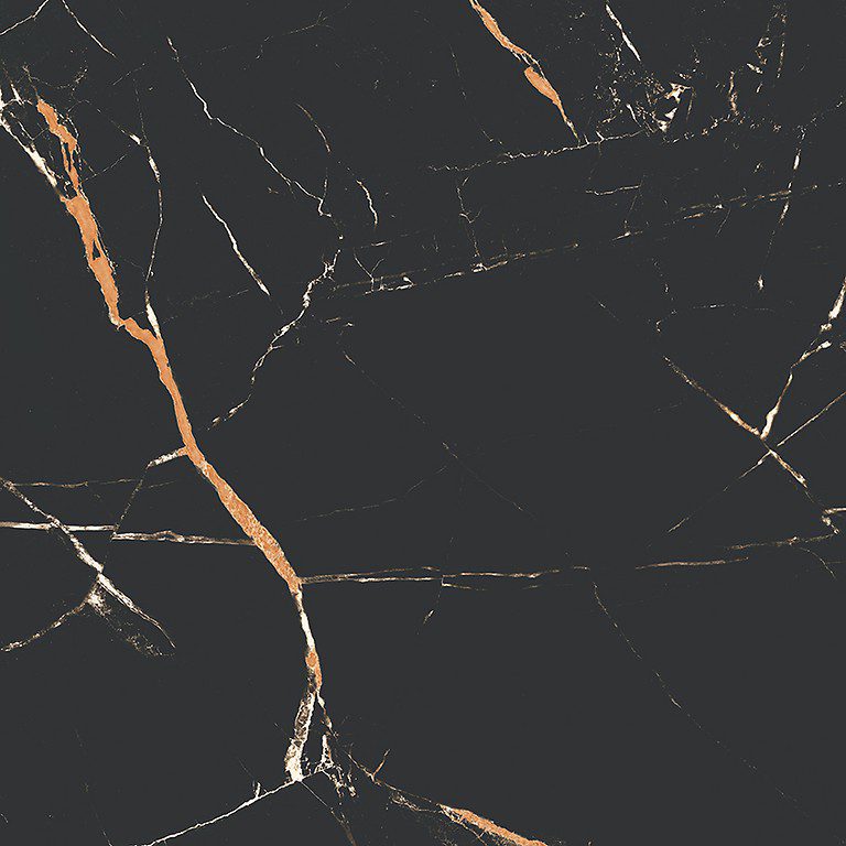Matte Bodenfliese aus Feinsteinzeug in Marmoroptik Marie Show Black, 60x60 cm, 8 mm, Schwarz – 2