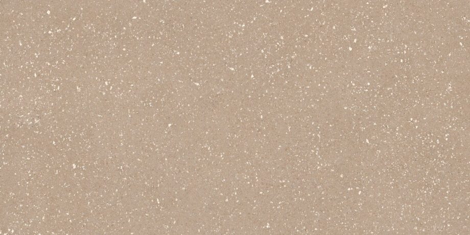 017.869.0408.14236-1 Matte Bodenfliese aus Feinsteinzeug in Terrazzo-Optik Tau Sassy Greige, 60x120 cm, 10,5 mm, Greige, R10, rektifiziert