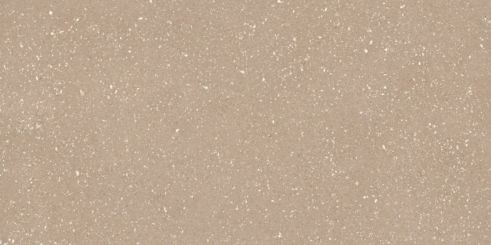 Matte Bodenfliese aus Feinsteinzeug in Terrazzo-Optik Tau Sassy Greige, 60x120 cm, 10,5 mm, Greige, R10, rektifiziert