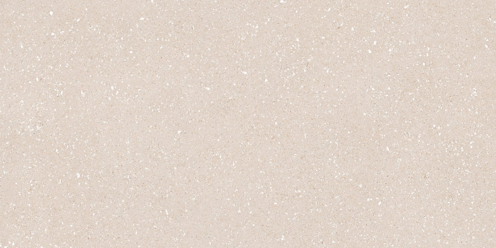 Matte Bodenfliese aus Feinsteinzeug in Terrazzo-Optik Tau Sassy Cream, 60x120 cm, 10,5 mm, Creme, R10, rektifiziert