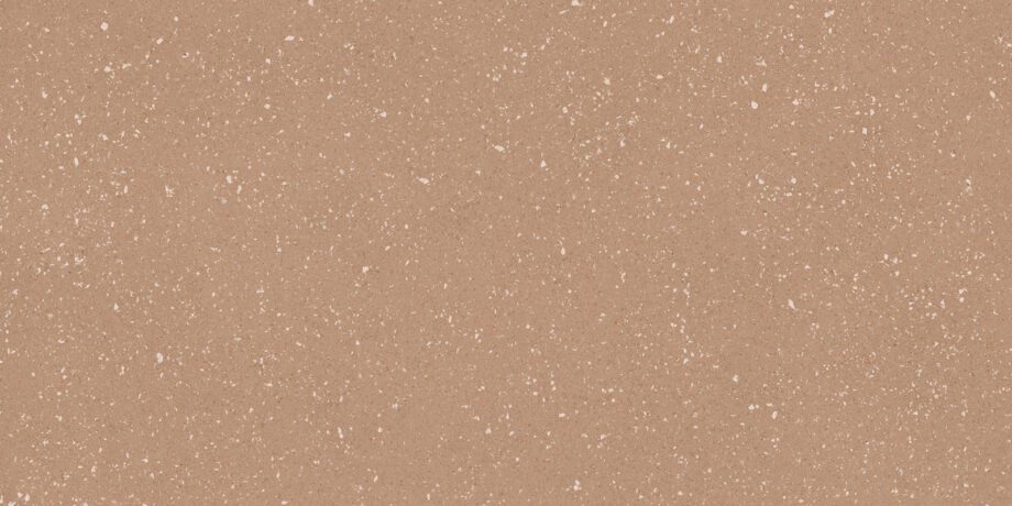 Matte Bodenfliese aus Feinsteinzeug in Terrazzo-Optik Tau Sassy Terracota, 60x120 cm, 10,5 mm, Terrakotta, R10, rektifiziert