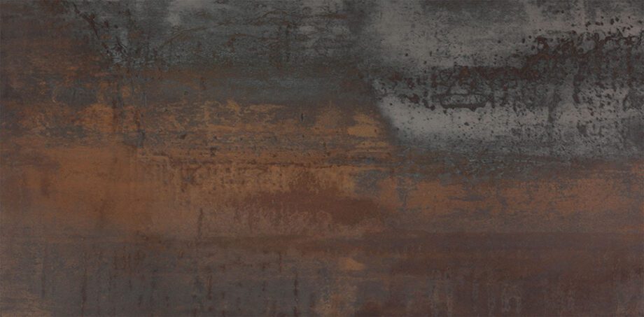 017.869.0898.03972-1 Bodenfliese aus Feinsteinzeug in Cortenstahl-Optik Tau Corten A, 60x120 cm, 10,5 mm, Rostbraun, rektifiziert