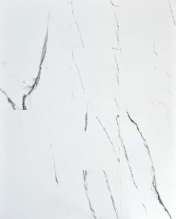 Wasserfeste SPC-Vinylfliese Bianco Carrara, 30,5x61 cm, 5,5 mm, mit integrierter Trittschalldämmung