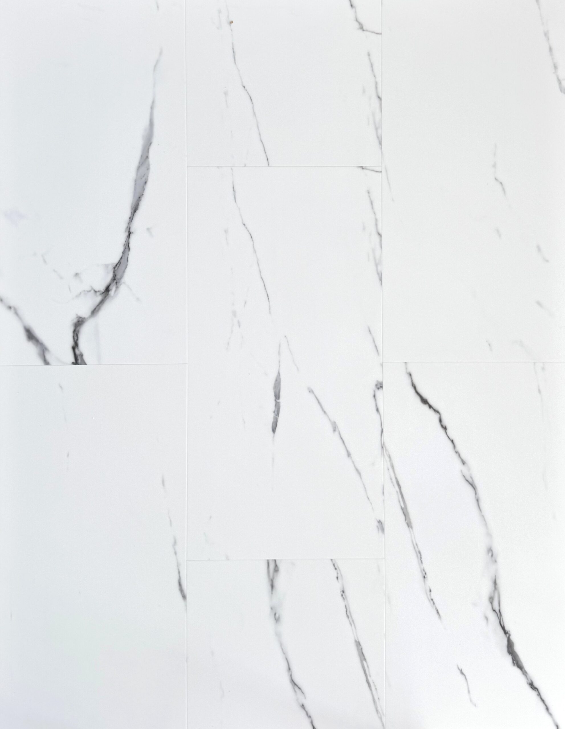Wasserfeste SPC-Vinylfliese Bianco Carrara, 30,5x61 cm, 5,5 mm, mit integrierter Trittschalldämmung