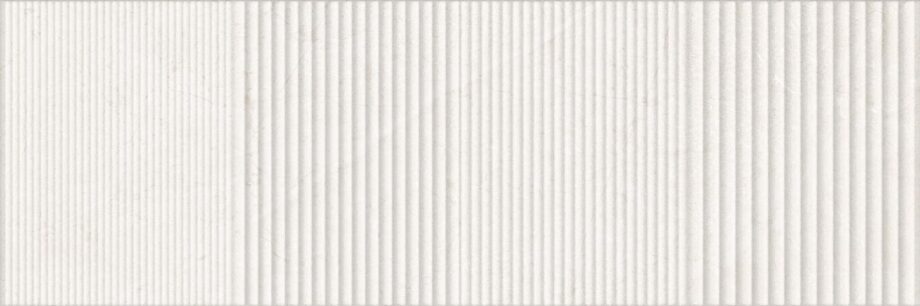 031.872.0108.16743-1 Keramik-Wandfliese in Steinoptik mit Relief Tau Lithos Wall Relief White, 30x90 cm, 8,7 mm, Weiß, rektifiziert