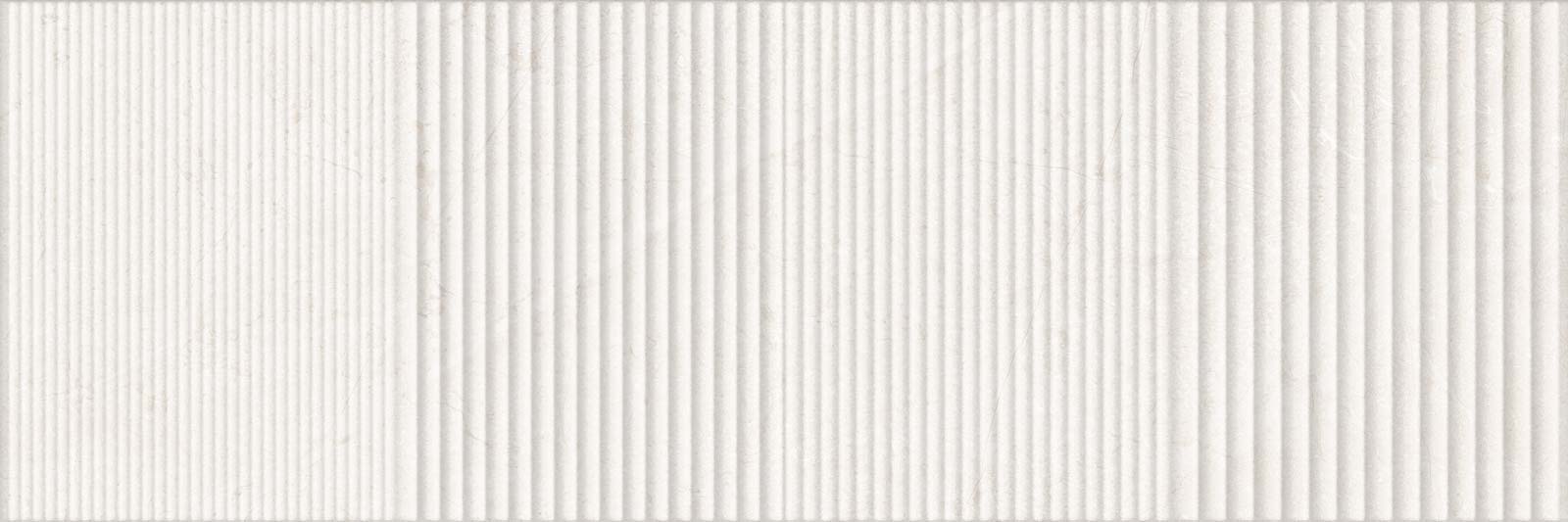 Keramik-Wandfliese in Steinoptik mit Relief Tau Lithos Wall Relief White, 30x90 cm, 8,7 mm, Weiß, rektifiziert