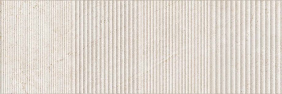 031.872.0313.16743-1 Keramik-Wandfliese in Steinoptik mit Relief Tau Lithos Wall Relief Linen, 30x90 cm, 8,7 mm, Leinenbeige, rektifiziert