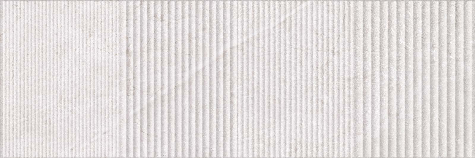 Keramik-Wandfliese in Steinoptik mit Relief Tau Lithos Wall Relief Pearl, 30x90 cm, 8,7 mm, Perlgrau, rektifiziert