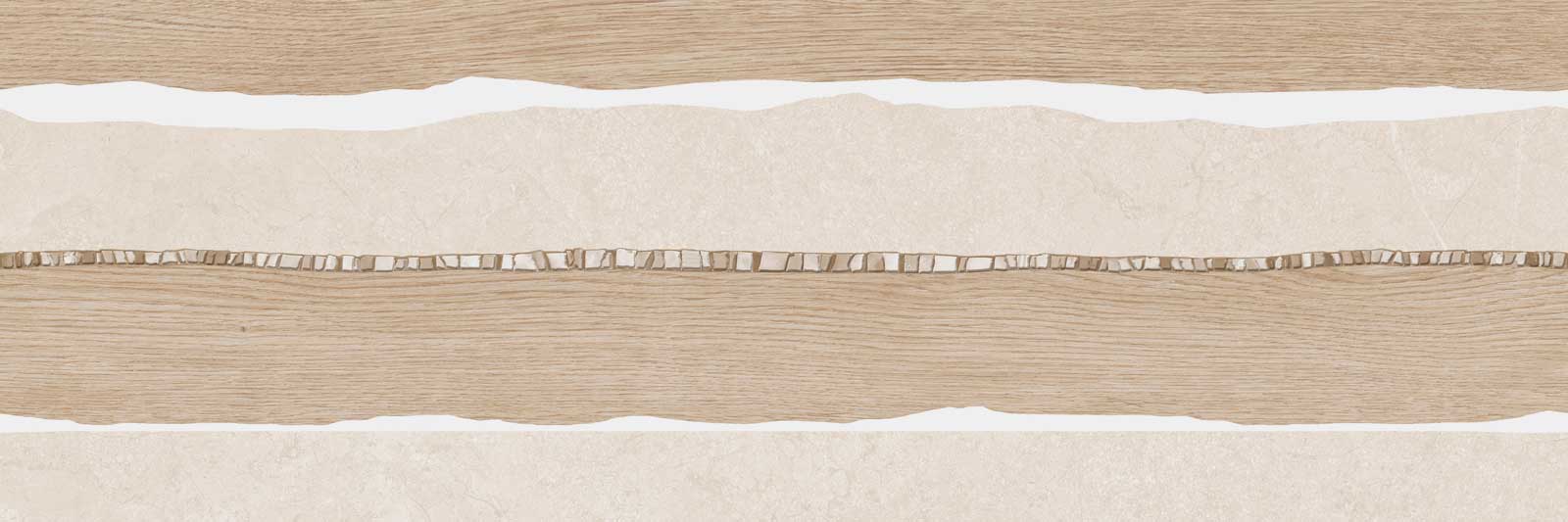 Dekor-Wandfliese aus Keramik Tau Lithos Wall Brading Linen, 30x90 cm, Leinenbeige
