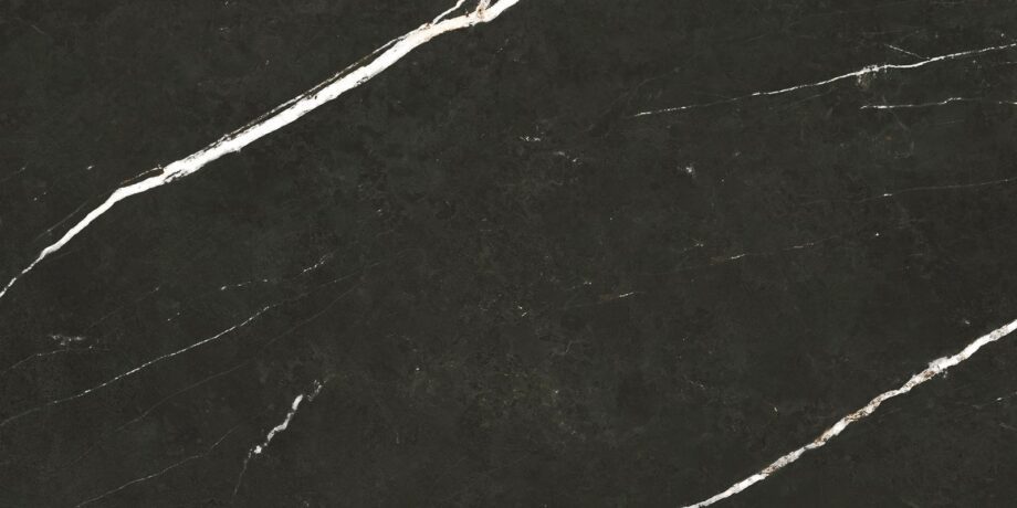 035.450.0157.09213-1 Matte Bodenfliese aus Feinsteinzeug in Marmoroptik Tau Elite Black, 30x60 cm, 9 mm, Schwarz, R10, rektifiziert