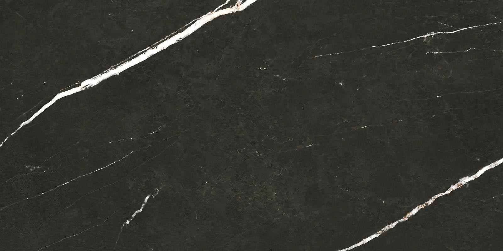 Matte Bodenfliese aus Feinsteinzeug in Marmoroptik Tau Elite Black, 30x60 cm, 9 mm, Schwarz, R10, rektifiziert