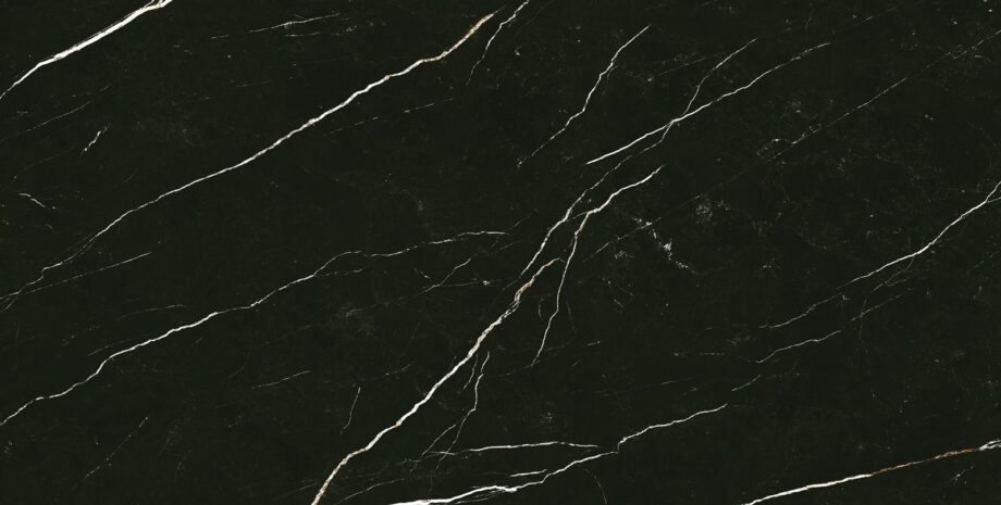 035.505.0157.09213-1 Matte Bodenfliese aus Feinsteinzeug in Marmoroptik Tau Elite Black, 90x180 cm, 11 mm, Schwarz, R10, rektifiziert
