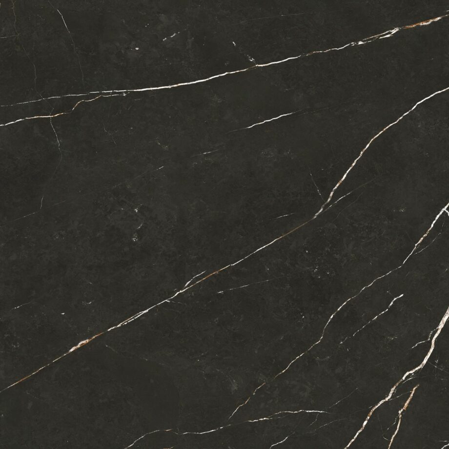 035.840.0157.09213-1 Matte Bodenfliese aus Feinsteinzeug in Marmoroptik Tau Elite Black, 60x60 cm, 9 mm, Schwarz, R10, rektifiziert