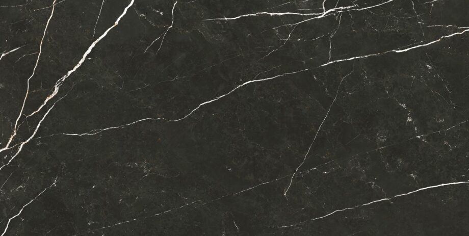035.869.0157.09213-1 Matte Bodenfliese aus Feinsteinzeug in Marmoroptik Tau Elite Black, 60x120 cm, 10,5 mm, Schwarz, R10, rektifiziert