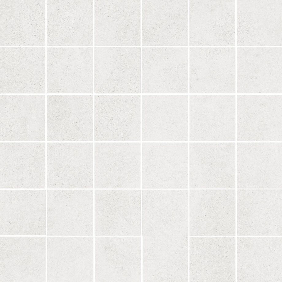 036.281.0108.04400-1 Mosaikfliese aus Feinsteinzeug in Betonoptik Tau Integra White 5x5, 30x30 cm, Weiß