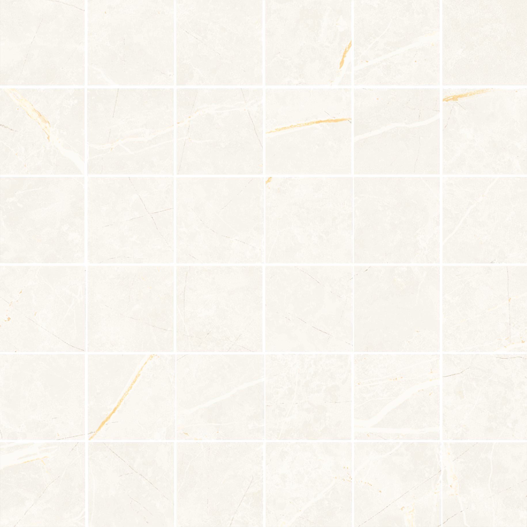 Matte Mosaikfliese aus Feinsteinzeug in Marmoroptik Tau Elite White 5x5, 30x30 cm, Weiß