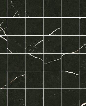 Matte Mosaikfliese aus Feinsteinzeug in Marmoroptik Tau Elite Black 5x5, 30x30 cm, Schwarz