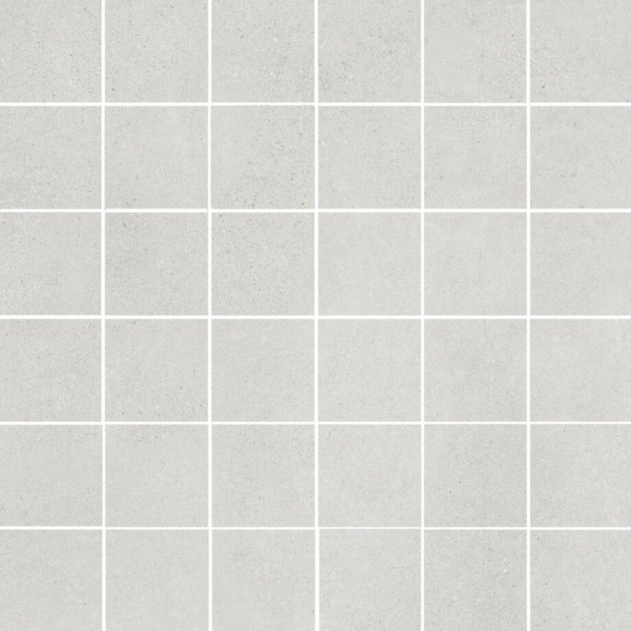 036.281.0169.04400-1 Mosaikfliese aus Feinsteinzeug in Betonoptik Tau Integra Pearl 5x5, 30x30 cm, Perlgrau
